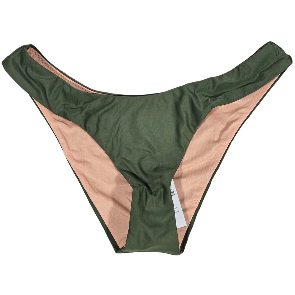 J. Crew Curved-waist cheeky bikini‎ bottom Safari Green S NWT